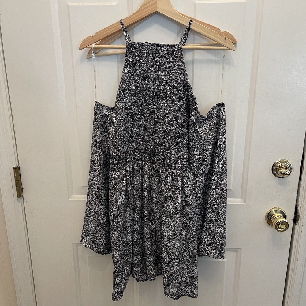 Trixxi Navy White Medallion Print Drop Shoulder Mini Dress Boho Festival Women S - Picture 7 of 8